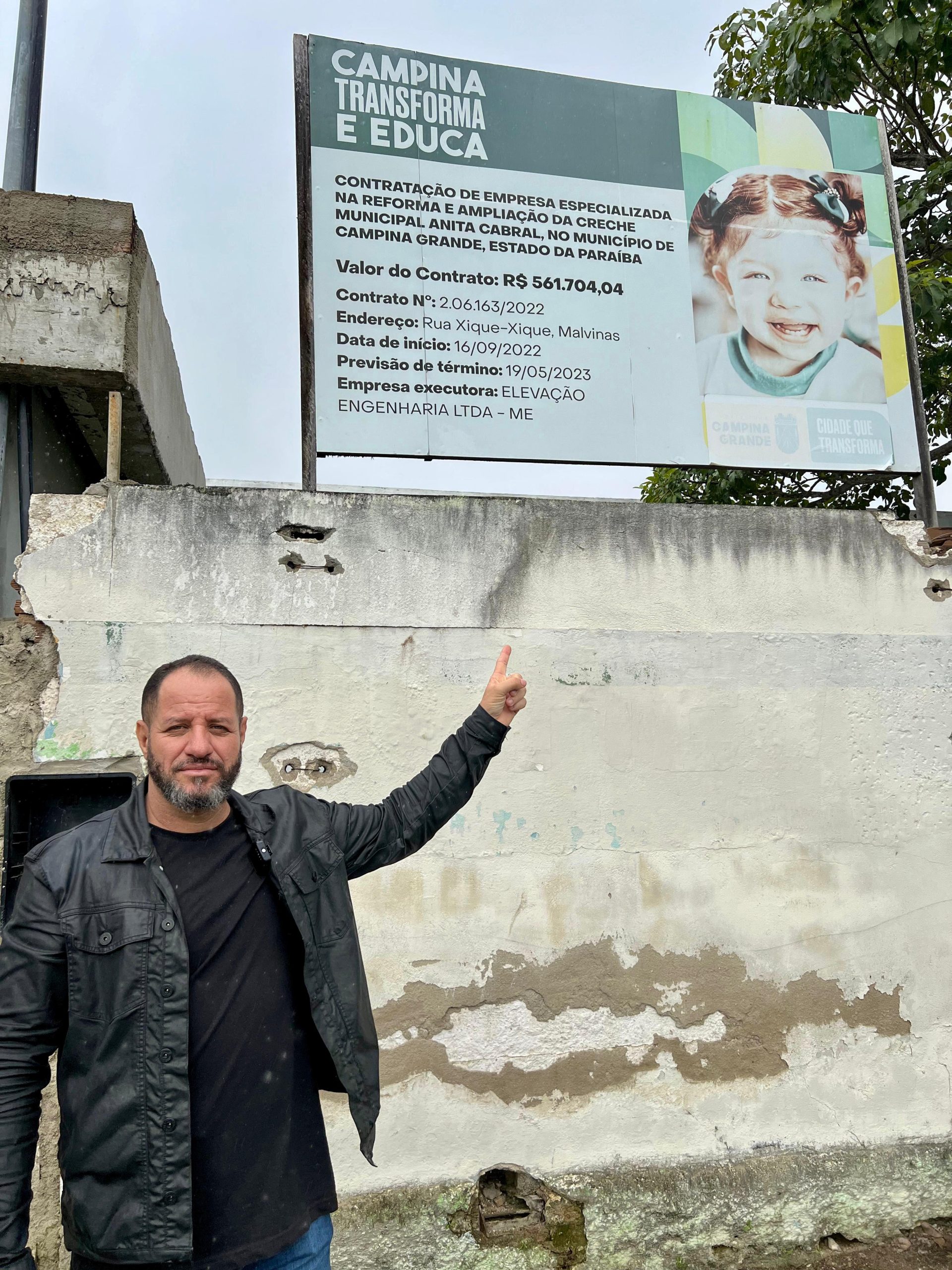 Vereador Sargento Wellington Cobra denuncia abandono de reforma em creche no bairro das Malvinas